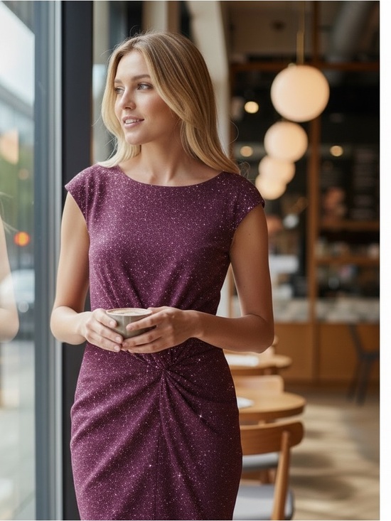 Lauren Ralph Lauren Dresses & Skirts - Lauren  Ralph Lauren Elegant Women's Sparkling Twist-Front Evening Dress in Plum